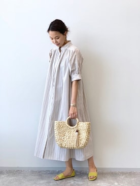 「LAKOLE（ラコレ）のアイテム（かごバッグ）」を使った、yuuさん（レディース・165cm）の夏コーディネート
