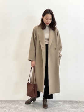 「LAKOLE（ラコレ）のアイテム（ピーコート）」を使った、yuuさん（レディース・165cm）の秋コーディネート