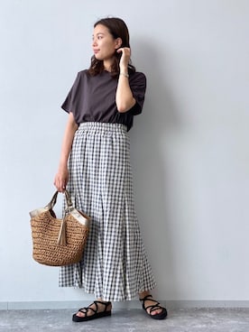 「LAKOLE（ラコレ）のアイテム（かごバッグ）」を使った、yuuさん（レディース・165cm）の春コーディネート