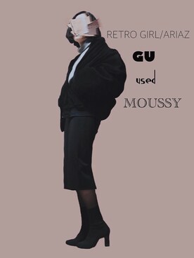 「moussy」｜「アイテム（MA-1）」を使った、ma.さん（レディース・160cm）の冬コーディネート