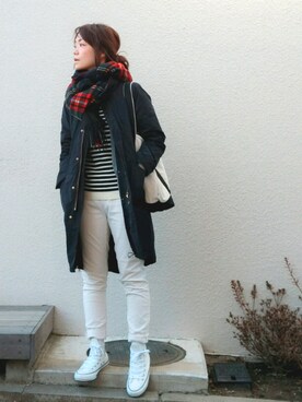 「無地党」｜「アイテム（その他アウター）」を使った、♔ hiromi ♔さん（レディース・161cm）の冬コーディネート
