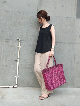 「NOMBRE IMPAIR（ノンブルアンペール）のアイテム（パンツ）」を使った、♔ hiromi ♔さん（レディース・161cm）の夏コーディネート