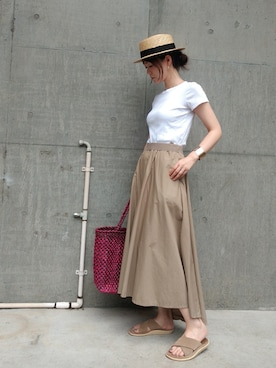 「デカバッグ」｜「アイテム（その他）」を使った、♔ hiromi ♔さん（レディース・161cm）の夏コーディネート
