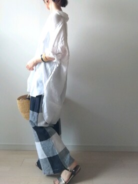 「無地党」｜「アイテム（アクセサリー）」を使った、♔ hiromi ♔さん（レディース・161cm）の夏コーディネート