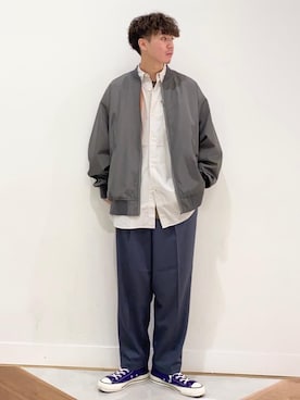 「みりたりー」｜「アイテム（スラックス）」を使った、coen  前田さん（メンズ・175cm）の秋コーディネート