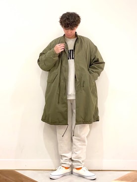 「coen（コーエン）のアイテム（モッズコート）」を使った、coen  前田さん（メンズ・175cm）の秋コーディネート