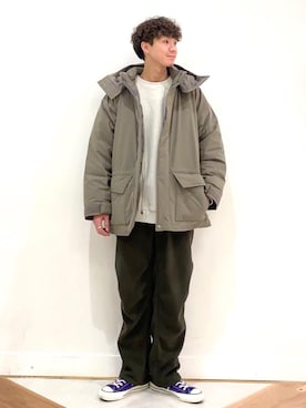 「あったかパンツ」｜「アイテム（ダウンジャケット/コート）」を使った、coen  前田さん（メンズ・175cm）の冬コーディネート