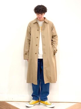 「coen（コーエン）のアイテム（ステンカラーコート）」を使った、coen  前田さん（メンズ・175cm）の冬コーディネート
