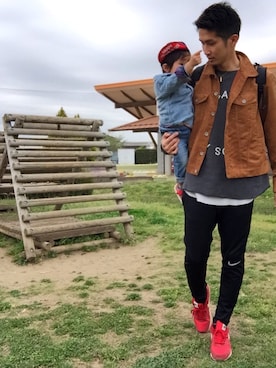 「パパと息子」｜「アイテム（ブルゾン）」を使った、Ⓜ️Ⓜ️さん（メンズ・177cm）の春コーディネート