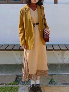 「日系极简」｜「アイテム（スカート）」を使った、Amandaさん（レディース・169cm）の冬コーディネート