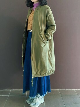 「日系极简」｜「アイテム（スカート）」を使った、Amandaさん（レディース・169cm）の冬コーディネート