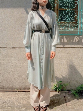 「SENSE OF PLACE by URBAN RESEAR」｜「アイテム（シャツワンピース）」を使った、Amandaさん（レディース・169cm）の春コーディネート