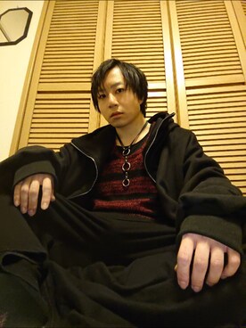 赤黒ボーダーニット のメンズ人気ファッションコーディネート Wear