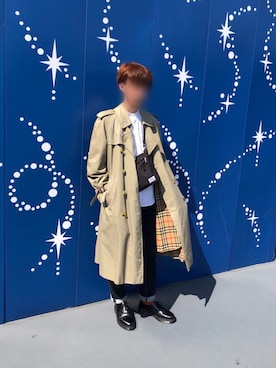 「バーバリー」｜「アイテム（その他シューズ）」を使った、くりのはらたむらまろさん（メンズ・176cm）の春コーディネート