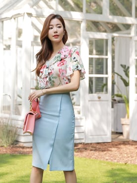 「フレアスリーブ」｜スタイルオンミさん（レディース・167cm）の夏コーディネート