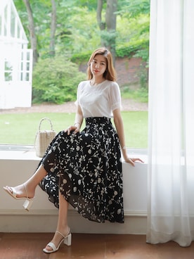 「シフォンスカート」｜スタイルオンミさん（レディース・167cm）の夏コーディネート