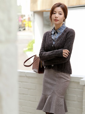 「アイテム（トップス、ブラウン系）」を使った、スタイルオンミさん（レディース・167cm）の秋コーディネート