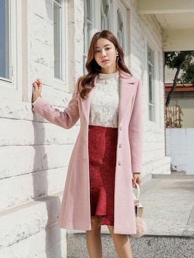 「アイテム（テーラードジャケット、ピンク系）」を使った、スタイルオンミさん（レディース・167cm）の秋コーディネート