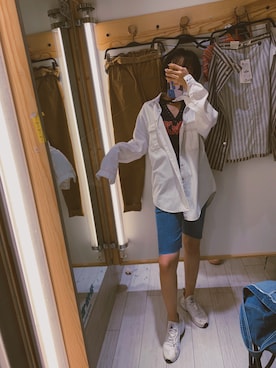 「PULL&BEAR（プルアンドベア）のアイテム（デニムジャケット）」を使った、权小格さん（レディース・160cm）の夏コーディネート