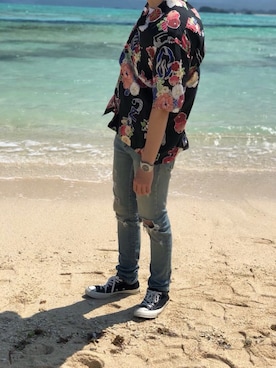 「Saint Laurent（サンローラン）のアイテム（トップス）」を使った、yukiさん（メンズ・169cm）の夏コーディネート
