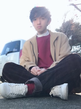 「Yves Saint Laurent（イヴサンローラン）のアイテム（ブルゾン）」を使った、ゆうさん（メンズ・171cm）の冬コーディネート