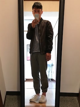 「H&M（エイチ・アンド・エム）のアイテム（MA-1）」を使った、たがやすさん（メンズ・165cm）の夏コーディネート