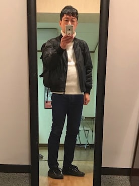 「アイテム（MA-1）」を使った、たがやすさん（メンズ・165cm・40代）の冬コーディネート