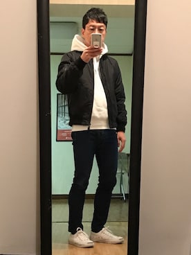 「アイテム（MA-1）」を使った、たがやすさん（メンズ・165cm・40代）の冬コーディネート