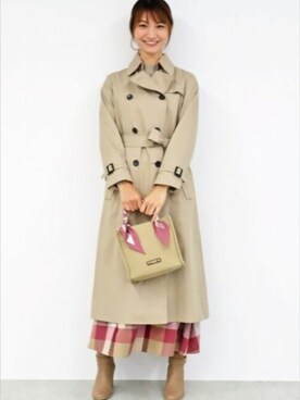 「定番」｜「アイテム（トレンチコート）」を使った、ブルーレーベル・クレストブリッジ公式さん（レディース・164cm）の秋コーディネート
