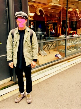 「N.HOOLYWOOD（N.ハリウッド）のアイテム（ミリタリージャケット）」を使った、⭐︎満運⭐︎さん（メンズ・173cm）の秋コーディネート