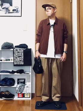 「秋のブラウンスタイル」｜「アイテム（ブルゾン）」を使った、⭐︎満運⭐︎さん（メンズ・173cm）の秋コーディネート