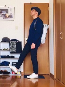 「アイラブCONVERSE」｜「アイテム（ハンチング/ベレー帽）」を使った、⭐︎満運⭐︎さん（メンズ・173cm）の冬コーディネート