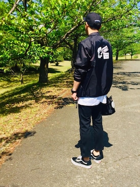 「N.HOOLYWOOD（N.ハリウッド）のアイテム（ナイロンジャケット）」を使った、⭐︎満運⭐︎さん（メンズ・173cm）の春コーディネート