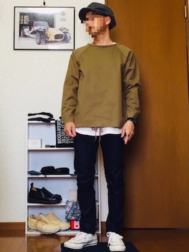「やっぱりストリートが好き」｜「アイテム（ハンチング/ベレー帽）」を使った、⭐︎満運⭐︎さん（メンズ・173cm）の秋コーディネート