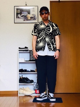 「N.HOOLYWOOD（N.ハリウッド）のアイテム（キャップ）」を使った、⭐︎満運⭐︎さん（メンズ・173cm）の夏コーディネート