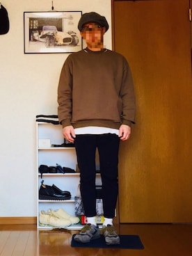 「N.HOOLYWOOD（N.ハリウッド）のアイテム（スウェット）」を使った、⭐︎満運⭐︎さん（メンズ・173cm）の冬コーディネート