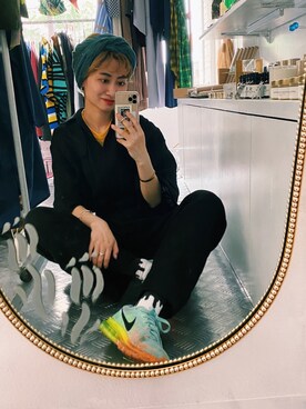 「White Mountaineering」｜「アイテム（オールインワン・サロペット）」を使った、kafukamomoさん（レディース・167cm）の夏コーディネート