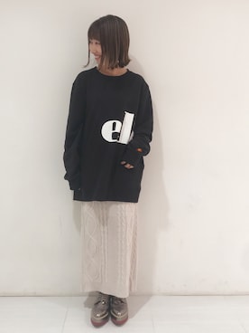 「mystic（ミスティック）のケーブルロングスカート（スカート）」を使った、YURIさん（レディース・153cm）の秋コーディネート