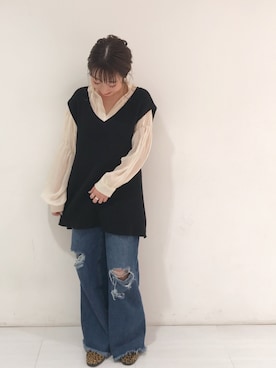 「シア―ブラウス」｜「アイテム（その他）」を使った、YURIさん（レディース・153cm）の秋コーディネート