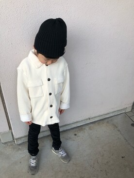 「petit main（プティマイン）のアイテム（デニムジャケット）」を使った、nonさん（キッズ・130cm）の冬コーディネート