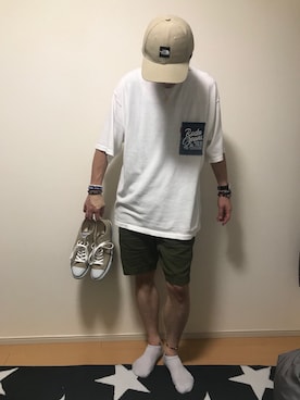 「Rodeo Crowns（ロデオクラウンズ）のアイテム（トップス）」を使った、ロンハーマンさん（メンズ・172cm）の夏コーディネート