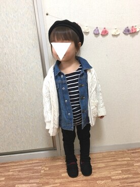 「babygap」｜「アイテム（デニムジャケット）」を使った、miiさん（キッズ・90cm）の冬コーディネート