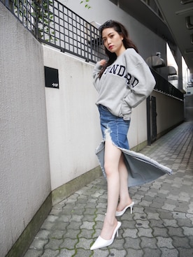 「GYDA（ジェイダ）のアイテム（スウェット）」を使った、moeさん（レディース・160cm）の夏コーディネート