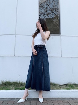 「GYDA（ジェイダ）のアイテム（デニムスカート）」を使った、moeさん（レディース・160cm）の春コーディネート