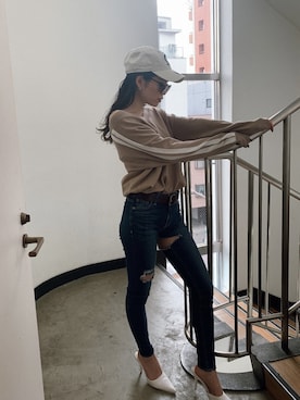 「GYDA（ジェイダ）のアイテム」を使った、moeさん（レディース・160cm）の冬コーディネート