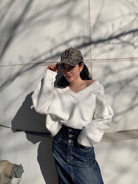 「GYDA（ジェイダ）のアイテム（デニムスカート）」を使った、moeさん（レディース・160cm）の冬コーディネート