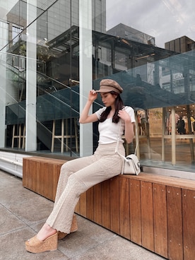 「アイテム（バッグ、ホワイト系）」を使った、moeさん（レディース・160cm）の春コーディネート