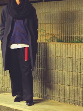 「スヌード」｜「アイテム（スリッポン）」を使った、きったさん（メンズ・173cm）の冬コーディネート