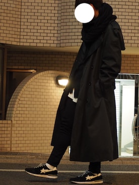 「スヌード」｜「アイテム（トレンチコート）」を使った、きったさん（メンズ・173cm）の冬コーディネート
