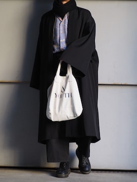 「和装」｜「アイテム（ライダースジャケット）」を使った、きったさん（メンズ・175cm）の冬コーディネート